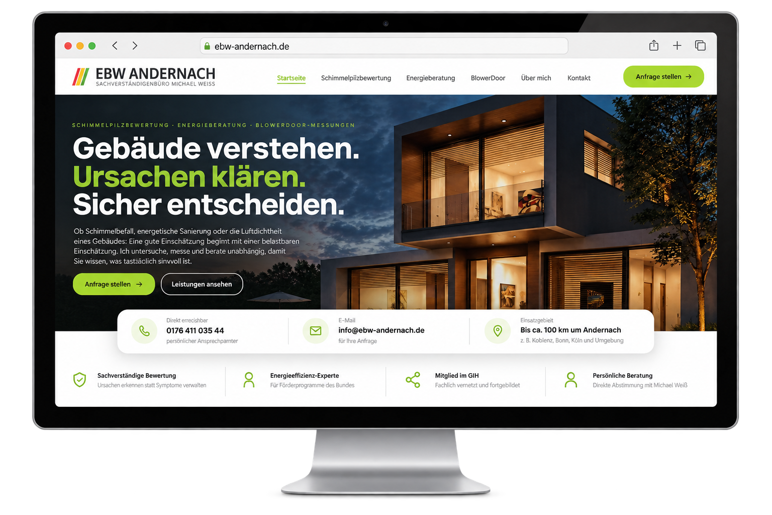 Preview der Website EBW Andernach im Browser mit der Webadresse ebw-andernach.de